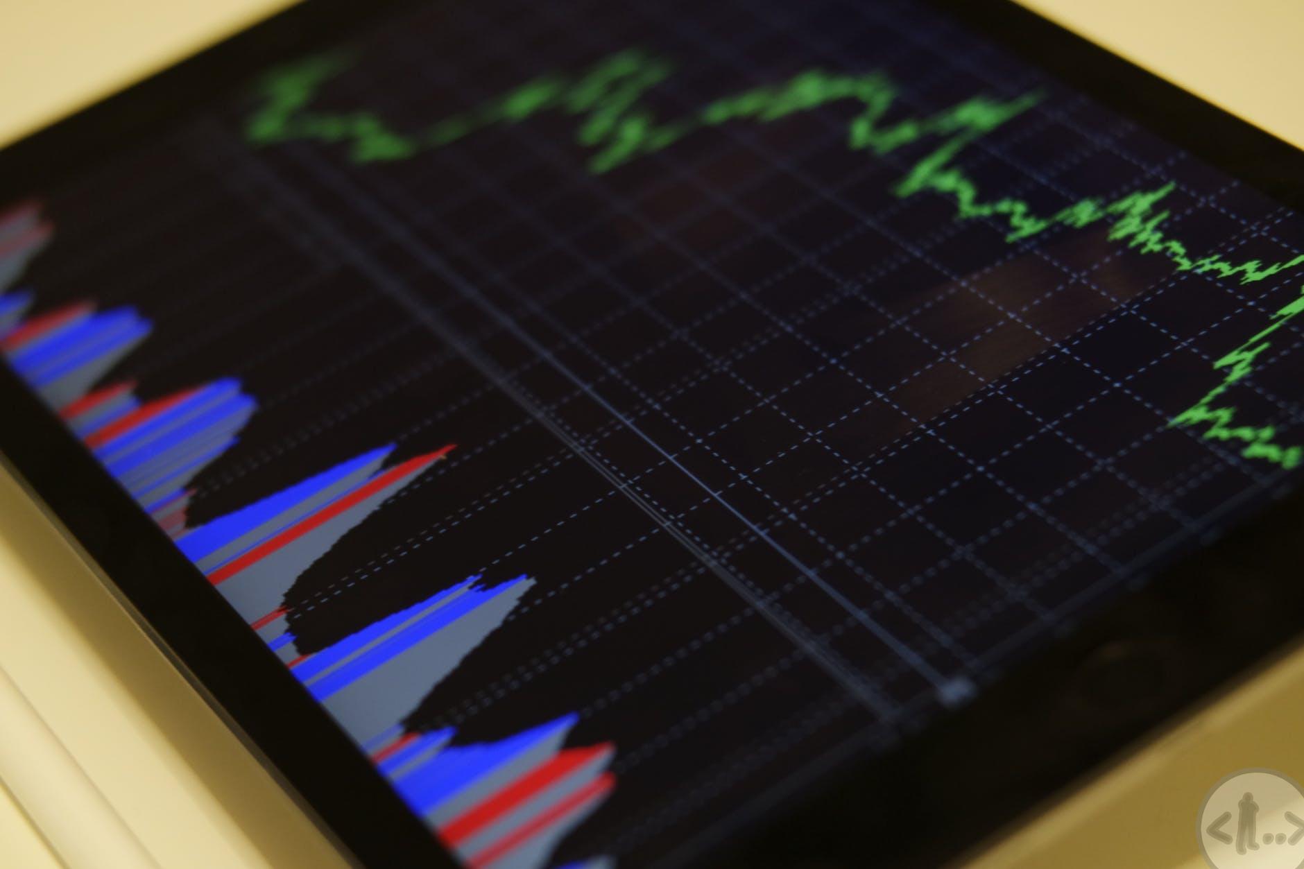 black blue and red graph illustration